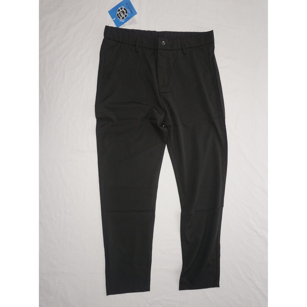 BY Fashion Size 32 Black Polyester Blend Tapered Casual Pants